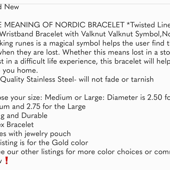 New Gold Nordic Viking Cuff Twist Bracelet - Picture 8 of 8